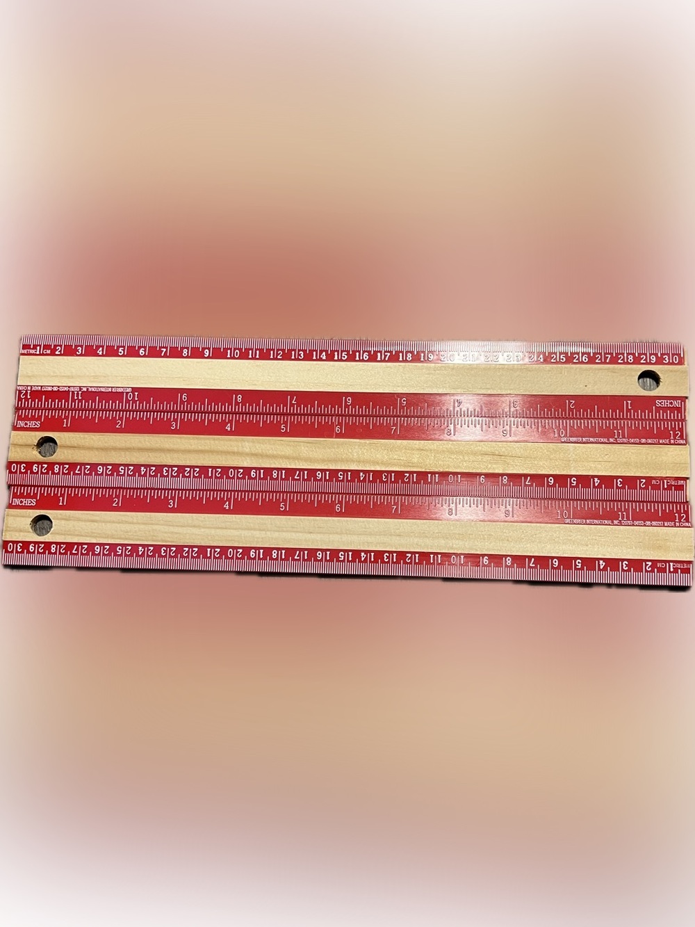 Vintage Wooden Ruler 12” 30 CM Hole For Notebook Math School 3 PCS